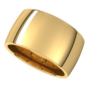 14K Yellow Or White Or Rose Gold Or Sterling Silver Or Platinum Lightweight Comfort-Fit Half Round Band