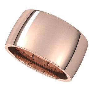 18K Yellow Or White Or Rose Gold Lightweight Comfort-Fit Half Round Band