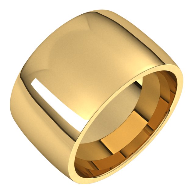 14K Yellow Or White Or Rose Gold Or Palladium Lightweight Comfort-Fit Half Round Band