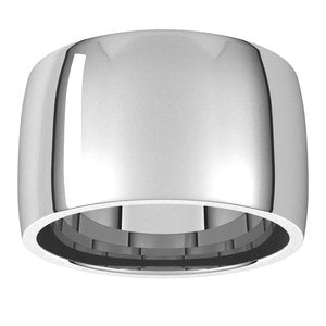 14K White Gold Or Sterling Silver Lightweight Comfort-Fit Half Round Band