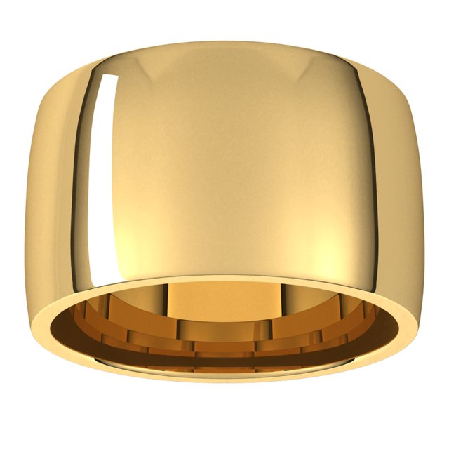 14K Yellow Or White Or Rose Gold Or Palladium Lightweight Comfort-Fit Half Round Band
