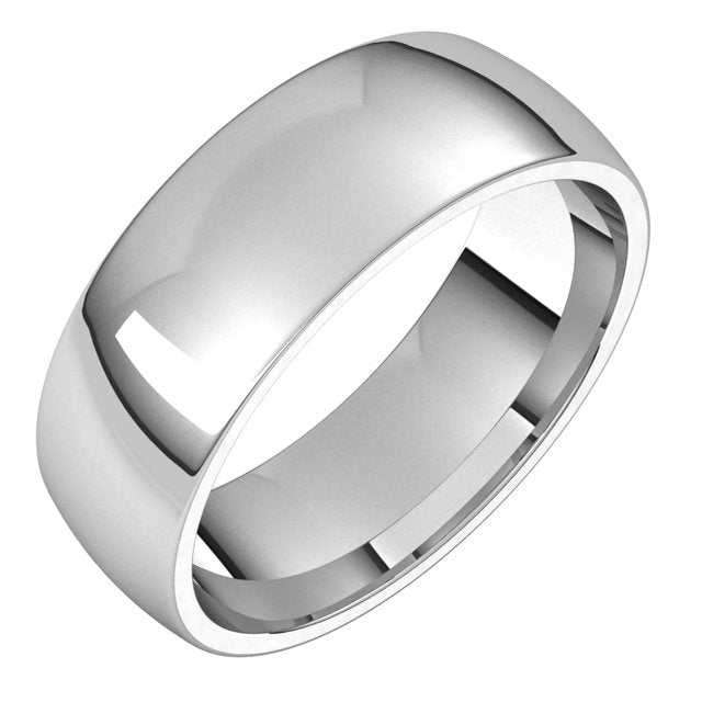 14K Yellow Or White Or Rose Gold Or Palladium Lightweight Comfort-Fit Half Round Band