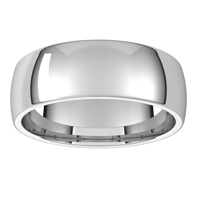 14K Yellow Or White Or Rose Gold Or Palladium Lightweight Comfort-Fit Half Round Band