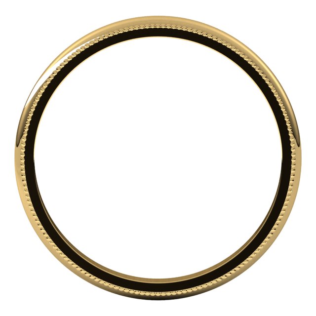 14K Yellow Or White Or Rose Gold Or Sterling Silver Or Platinum Or Palladium Milgrain Standard Fit Half Round Band