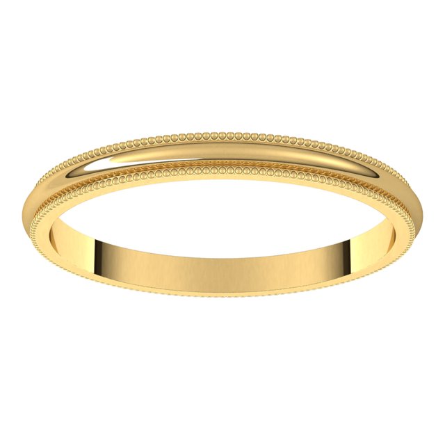 14K Yellow Or White Or Rose Gold Or Sterling Silver Or Platinum Or Palladium Milgrain Standard Fit Half Round Band