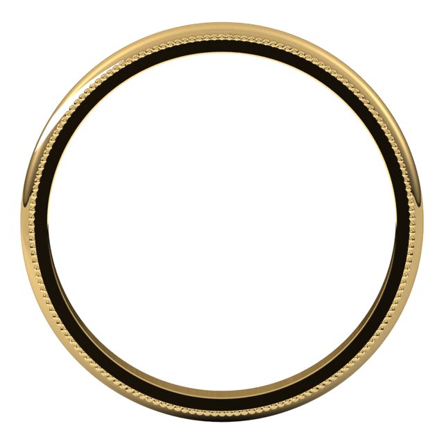 14K Yellow Or White Or Rose Gold Or Sterling Silver Or Platinum Or Palladium Milgrain Standard Fit Half Round Band