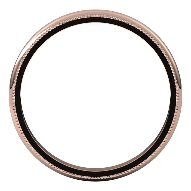 14K Yellow Or White Or Rose Gold Or Sterling Silver Or Platinum Or Palladium Milgrain Standard Fit Half Round Band