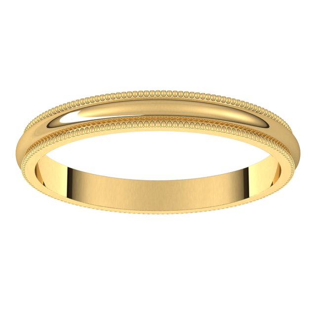 14K Yellow Or White Or Rose Gold Or Sterling Silver Or Platinum Or Palladium Milgrain Standard Fit Half Round Band