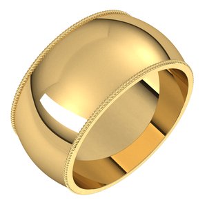 14K Yellow  Gold 10 Mm Milgrain Half Round Band Size 8