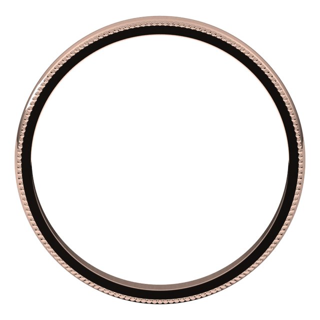 14K Yellow Or White Or Rose Gold Or Sterling Silver Or Platinum Standard Lightweight Milgrain Half Round Band