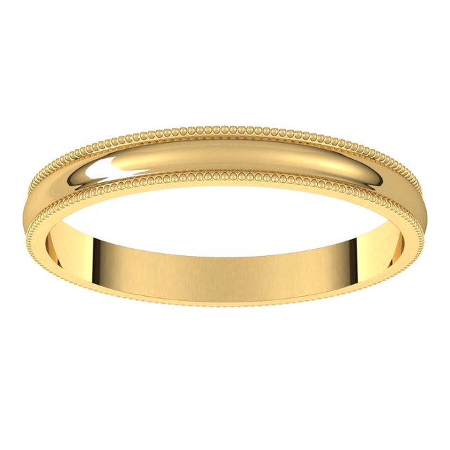 14K Yellow Or White Or Rose Gold Or Sterling Silver Or Platinum Standard Lightweight Milgrain Half Round Band