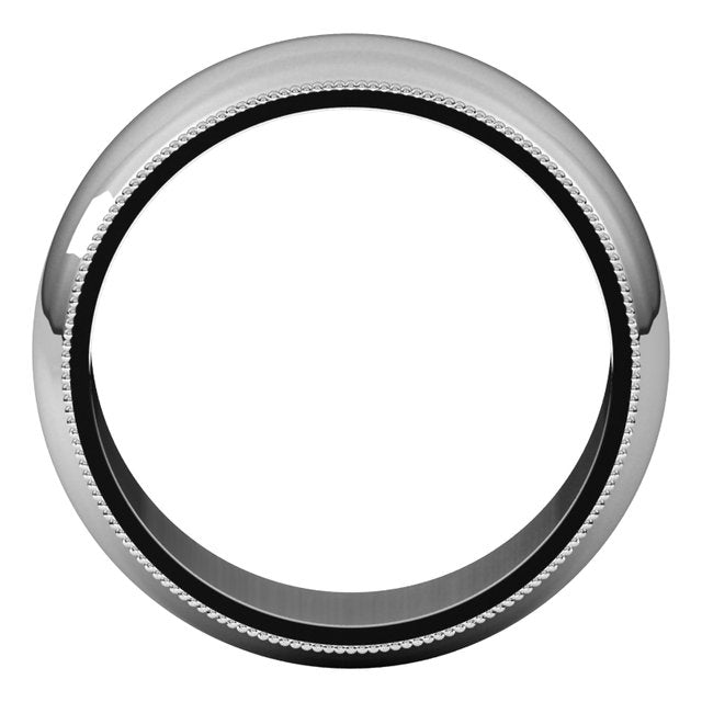 14K Yellow Or White Or Rose Gold Or Sterling Silver Or Platinum Or Palladium Milgrain Standard Fit Half Round Band