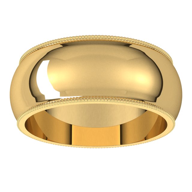 14K Yellow Or White Or Rose Gold Or Sterling Silver Or Platinum Or Palladium Milgrain Standard Fit Half Round Band