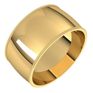 18K Yellow Or White Or Rose Gold Milgrain Comfort-Fit Half Round Band