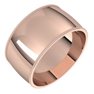 18K Yellow Or White Or Rose Gold Milgrain Comfort-Fit Half Round Band