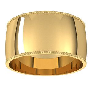 18K Yellow Or White Or Rose Gold Milgrain Comfort-Fit Half Round Band
