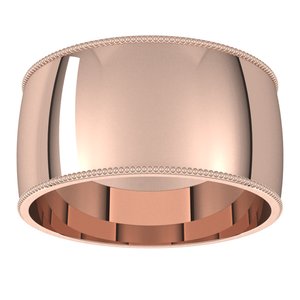 10K Yellow Or White Or Rose Gold Milgrain Comfort-Fit Half Round Band