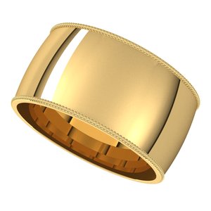 10K Yellow Or White Or Rose Gold Milgrain Comfort-Fit Half Round Band