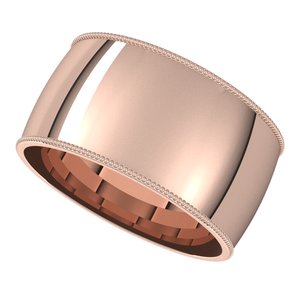 14K Yellow Or White Or Rose Gold Or Sterling Silver Or Platinum Milgrain Comfort-Fit Half Round Band