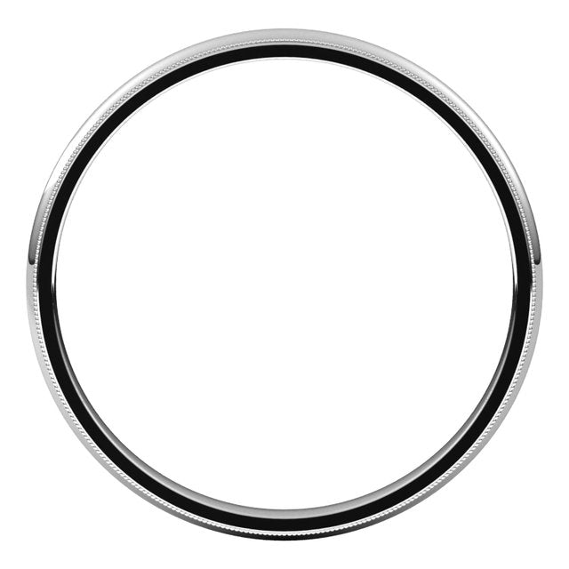 14K Yellow Or White Or Rose Gold Or Sterling Silver Or Platinum Or Palladium Standard Milgrain Comfort-Fit Half Round Band