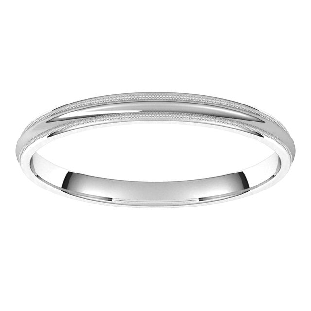 14K Yellow Or White Or Rose Gold Or Sterling Silver Or Platinum Or Palladium Standard Milgrain Comfort-Fit Half Round Band