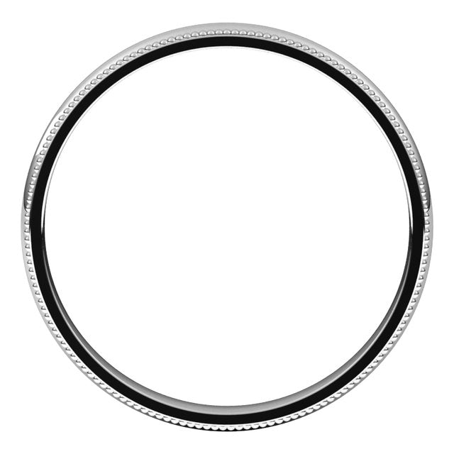 14K Yellow Or White Or Rose Gold Or Sterling Silver Or Platinum Or Palladium Standard Milgrain Comfort-Fit Half Round Band
