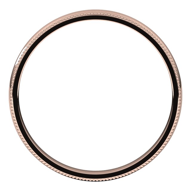 14K Yellow Or White Or Rose Gold Or Sterling Silver Or Platinum Or Palladium Standard Milgrain Comfort-Fit Half Round Band