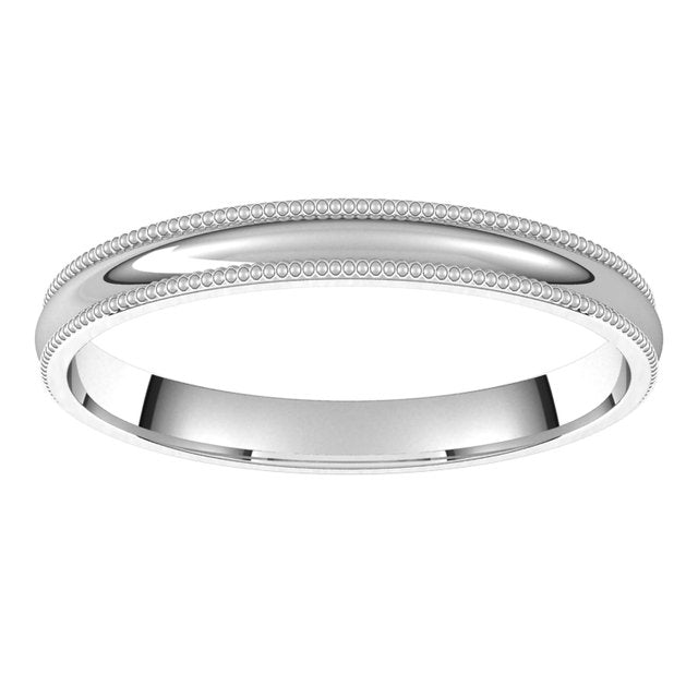 14K Yellow Or White Or Rose Gold Or Sterling Silver Or Platinum Or Palladium Standard Milgrain Comfort-Fit Half Round Band
