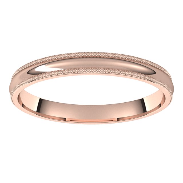 14K Yellow Or White Or Rose Gold Or Sterling Silver Or Platinum Or Palladium Standard Milgrain Comfort-Fit Half Round Band