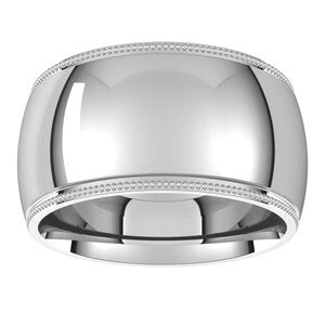 14K Yellow Or White Or Rose Gold Or Sterling Silver Or Platinum Milgrain Comfort-Fit Half Round Band