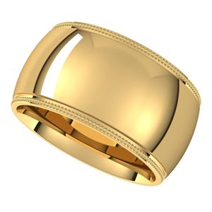 18K Yellow Or White Or Rose Gold Milgrain Comfort-Fit Half Round Band