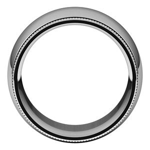 14K White Gold Or Sterling Silver Milgrain Comfort-Fit Half Round Band