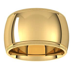 14K Yellow Or White Or Rose Gold Or Sterling Silver Or Platinum Milgrain Comfort-Fit Half Round Band