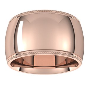 18K Yellow Or White Or Rose Gold Milgrain Comfort-Fit Half Round Band