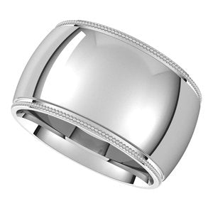 10K Yellow Or White Or Rose Gold Milgrain Comfort-Fit Half Round Band