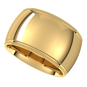 14K Yellow Or White Or Rose Gold Or Sterling Silver Or Platinum Milgrain Comfort-Fit Half Round Band