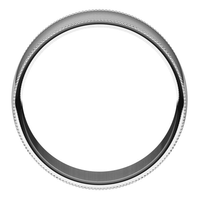 14K Yellow Or White Or Rose Gold Or Sterling Silver Or Platinum Standard Lightweight Milgrain Half Round Band