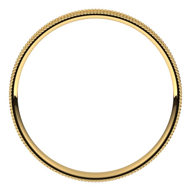 18K Yellow Gold 2.5 Mm Standard Weight Milgrain Flat Comfort Fit Band, Size 5
