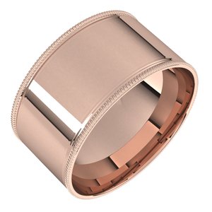 14K Yellow Or White Or Rose Gold Milgrain Comfort-Fit Flat Band