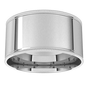 14K X1 White Gold Milgrain Comfort-Fit Flat Band