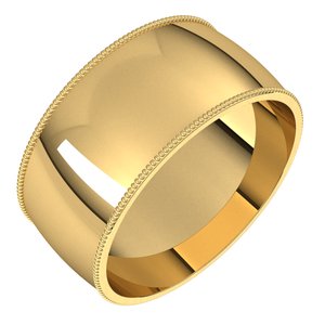 10K Yellow Gold 9 Mm Milgrain Half Round Comfort Fit Band Size 9