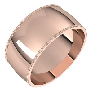 18K Yellow Or White Or Rose Gold Milgrain Comfort-Fit Half Round Band