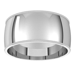 14K Yellow Or White Or Rose Gold Or Sterling Silver Or Platinum Milgrain Comfort-Fit Half Round Band