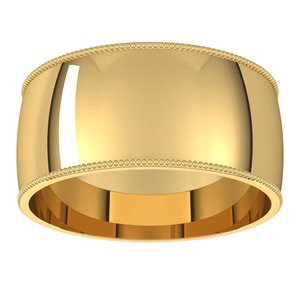 14K Yellow Or White Or Rose Gold Or Sterling Silver Or Platinum Milgrain Comfort-Fit Half Round Band