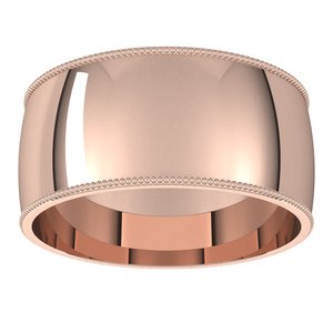10K Yellow Or White Or Rose Gold Milgrain Comfort-Fit Half Round Band