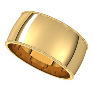 10K Yellow Or White Or Rose Gold Milgrain Comfort-Fit Half Round Band