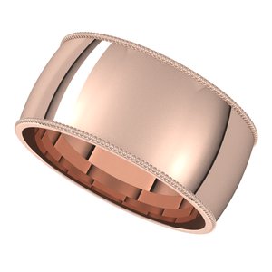 18K Yellow Or White Or Rose Gold Milgrain Comfort-Fit Half Round Band