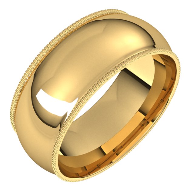14K Yellow Or White Or Rose Gold Or Sterling Silver Or Platinum Or Palladium Standard Milgrain Comfort-Fit Half Round Band
