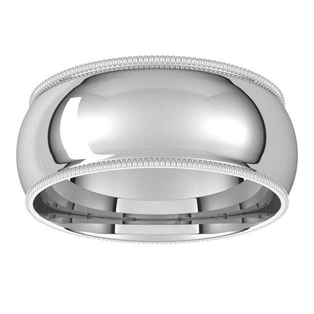 14K Yellow Or White Or Rose Gold Or Sterling Silver Or Platinum Or Palladium Standard Milgrain Comfort-Fit Half Round Band