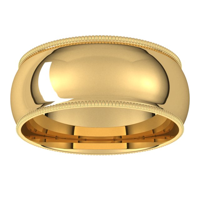 14K Yellow Or White Or Rose Gold Or Sterling Silver Or Platinum Or Palladium Standard Milgrain Comfort-Fit Half Round Band